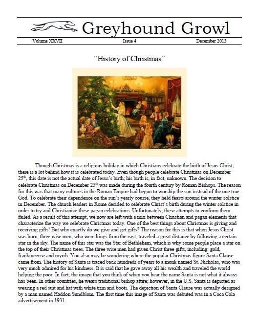 Greyhound Growl - December 2013